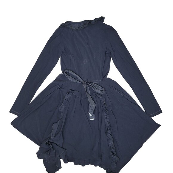 H.I.G.H Black Long Sleeve Lace Collar Dress With Bow ruffles Gothic Victorian 29 - Picture 1 of 12